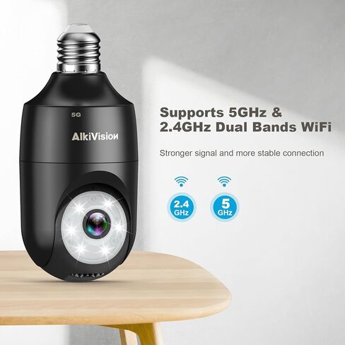 كاميرات مراقبة بمصباح كهربائي 2K قطعتان - 5 جيجا هرتز 360 درجة كشف الحركة كاميرات مراقبة منزلية خارج المنزل، كشف الذكاء الاصطناعي رؤية ليلية كاملة الألوان، تتبع تلقائي، إنذار صفارات الإنذار in Kuwait