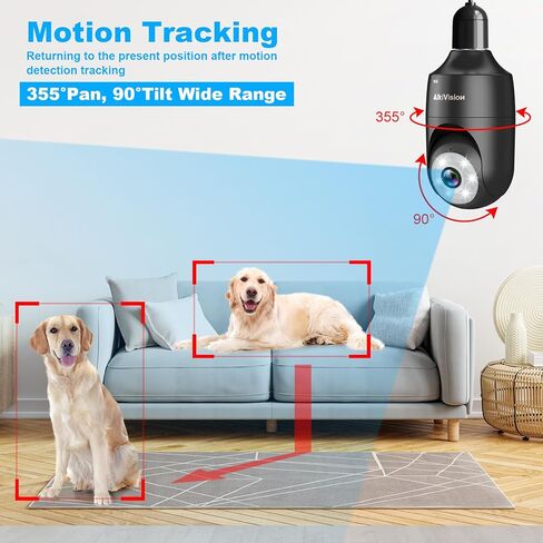 كاميرات مراقبة بمصباح كهربائي 2K قطعتان - 5 جيجا هرتز 360 درجة كشف الحركة كاميرات مراقبة منزلية خارج المنزل، كشف الذكاء الاصطناعي رؤية ليلية كاملة الألوان، تتبع تلقائي، إنذار صفارات الإنذار in Kuwait