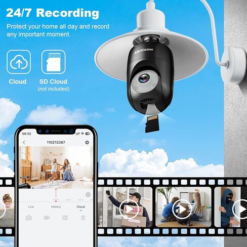 كاميرات مراقبة بمصباح كهربائي 2K قطعتان - 5 جيجا هرتز 360 درجة كشف الحركة كاميرات مراقبة منزلية خارج المنزل، كشف الذكاء الاصطناعي رؤية ليلية كاملة الألوان، تتبع تلقائي، إنذار صفارات الإنذار in Kuwait