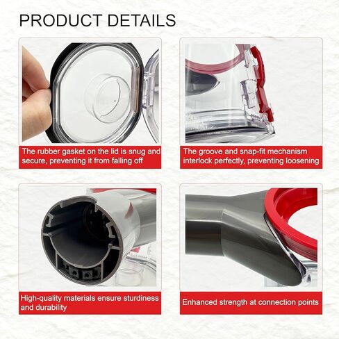 قطع غيار صندوق الغبار لـ Dyson V7 V8 SV10 SV11، استبدال علبة المكنسة الكهربائية، ملحقات صندوق الغبار الشفاف تحمل شعر الحيوانات الأليفة، تمنع التسرب واستعادة الشفط رقم 967699-01 in Kuwait