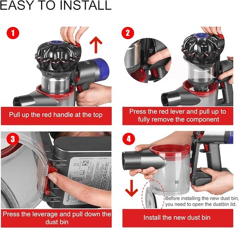 قطع غيار صندوق الغبار لـ Dyson V7 V8 SV10 SV11، استبدال علبة المكنسة الكهربائية، ملحقات صندوق الغبار الشفاف تحمل شعر الحيوانات الأليفة، تمنع التسرب واستعادة الشفط رقم 967699-01 in Kuwait