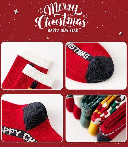 Kids Christmas Socks 5 Pairs Toddler Crew Christmas Xmas Socks for Baby Holiday Winter Warm for Boys/Girls in Kuwait