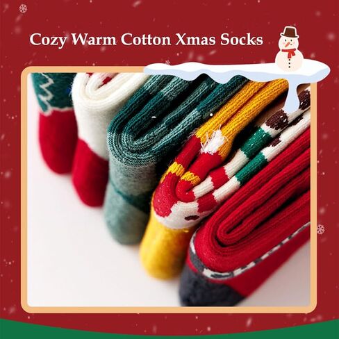Kids Christmas Socks 5 Pairs Toddler Crew Christmas Xmas Socks for Baby Holiday Winter Warm for Boys/Girls in Kuwait