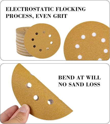 40 PCS 5 Inch 8 Hole Hook & Loop Sanding Discs - 60 to 320 Grits for Random Orbital Sander, Self-Adhesive Sandpaper in Saudi Arabia