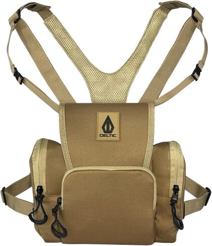 Deltic Tracker XL Bino Harness, Chest Pack with Magnetic Main Pocket, 4 Storage Pockets, Adjustable Straps, Tan in Saudi Arabia