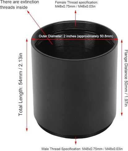 حلقة Dpofirs قابلة للتمديد للتلسكوب الفلكي M48x0.75، طلاء مضاد للانعكاس، مقياس دقيق للتصوير الفلكي الاحترافي in Saudi Arabia