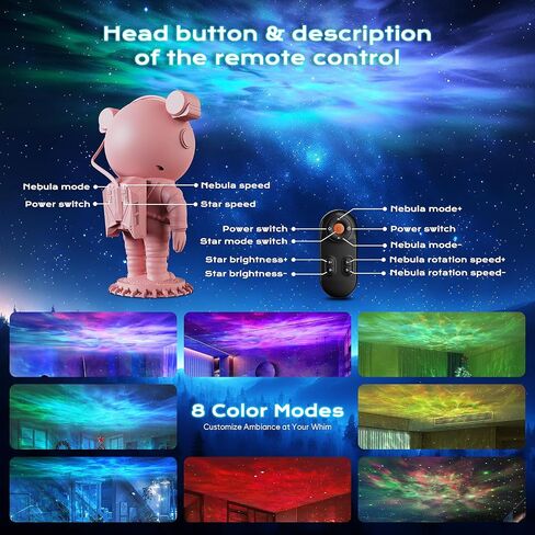 Astronaut Projector, LED Starry Sky Galaxy Projector, Night Light with Remote Control & Timer, Star Light Projector with Nabula Christmas Gift for Kids Adult for Bedroom, Room Decor, Party in Saudi Arabia