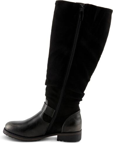 PATRIZIA Women's MISDREAVUS Tall Boots with Metallic Burnished Finish, Buckle Accents, and Comfortable Fit in Saudi Arabia
