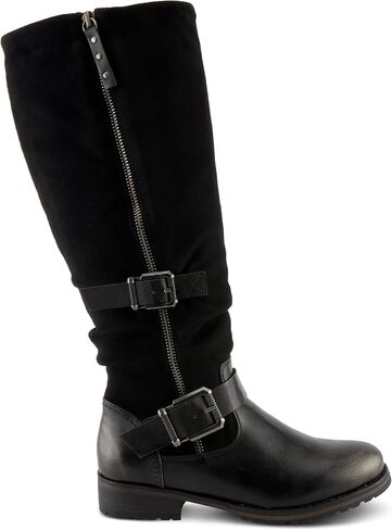 PATRIZIA Women's MISDREAVUS Tall Boots with Metallic Burnished Finish, Buckle Accents, and Comfortable Fit in Saudi Arabia