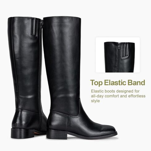 Vepose Women's Tall Knee High Square Toe Riding Boots, Low Block Heel | Minimal Dressy tall boots with a clean shaft, full side zipper for office, fall, daily city outfits in Kuwait