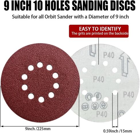 9 Inch 10 Hole Sanding Discs for Drywall Sander - 13 Pack of 240 Grits Drywall Sanding Discs Sandpaper Sander Paper in Saudi Arabia