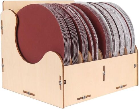 VYES 10-Tier Wooden Sandpaper Organizer Holder for 5 Inch Sanding Discs, Sandpaper Storage Rack with Labels (Sandpaper Not Included) (5 inch) in Saudi Arabia
