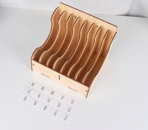 VYES 10-Tier Wooden Sandpaper Organizer Holder for 5 Inch Sanding Discs, Sandpaper Storage Rack with Labels (Sandpaper Not Included) (5 inch) in Saudi Arabia