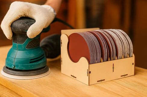 VYES 10-Tier Wooden Sandpaper Organizer Holder for 5 Inch Sanding Discs, Sandpaper Storage Rack with Labels (Sandpaper Not Included) (5 inch) in Saudi Arabia