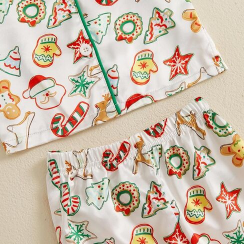 Kuriozud Kids Toddler Christmas Pajamas Set Little Girl Boy Xmas Long Sleeve Lapel Tops+Long Pants Sleepwear Nightwear in Saudi Arabia