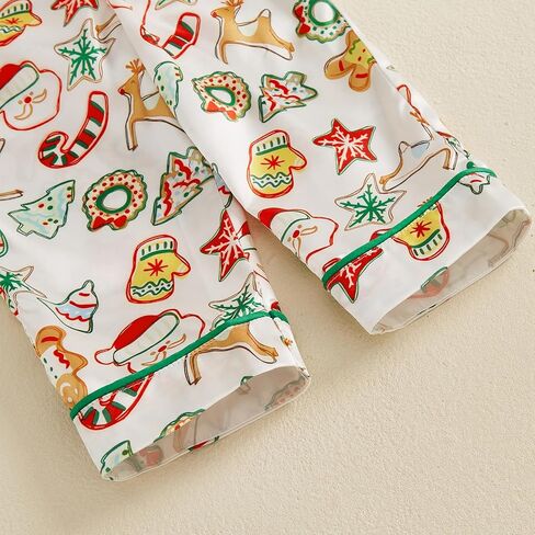 Kuriozud Kids Toddler Christmas Pajamas Set Little Girl Boy Xmas Long Sleeve Lapel Tops+Long Pants Sleepwear Nightwear in Saudi Arabia