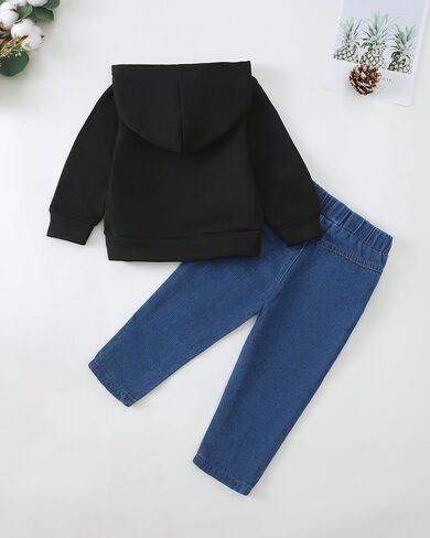 Renotemy طفل رضيع طفل رضيع ملابس الشتاء الخريف ملابس هوديي Sweatsuit ممزق الجينز ملابس طفل صغير للأولاد in Kuwait