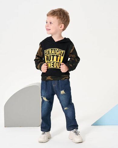 Renotemy طفل رضيع طفل رضيع ملابس الشتاء الخريف ملابس هوديي Sweatsuit ممزق الجينز ملابس طفل صغير للأولاد in Kuwait