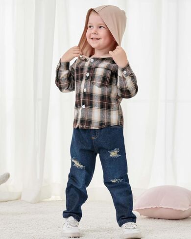 Renotemy طفل رضيع طفل رضيع ملابس الشتاء الخريف ملابس هوديي Sweatsuit ممزق الجينز ملابس طفل صغير للأولاد in Saudi Arabia