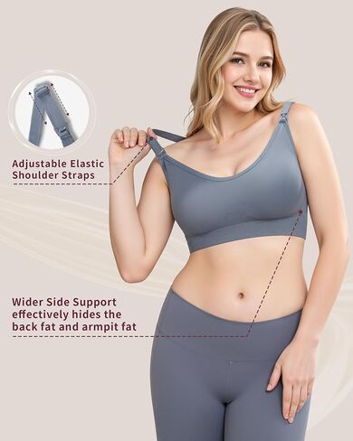 3 Pack Nursing Bras for Breastfeeding, Seamless Maternity Bras for Pregnancy Support Nursing Sports Bra for Yoga in Saudi Arabia