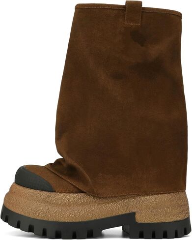 Women's Canvas Camouflage Boots Slouchy Foldover Platform Round Toe Western Pull-On Fashion Boots in Saudi Arabia