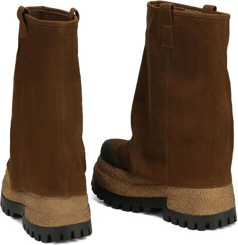 Women's Canvas Camouflage Boots Slouchy Foldover Platform Round Toe Western Pull-On Fashion Boots in Saudi Arabia