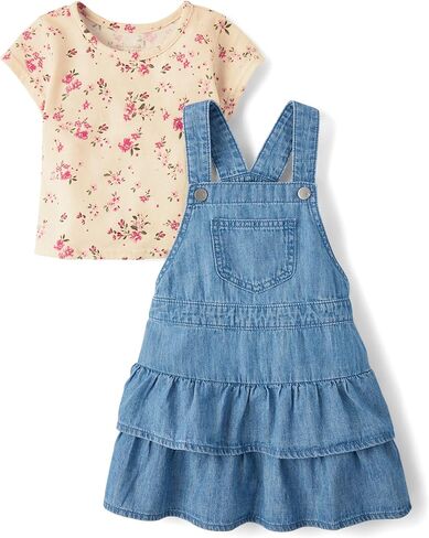 The Children's Place,Baby Girls,and Toddler Long Sleeve Top and Skirtall Dress Set,Peak Wash,5 Years, in Saudi Arabia
