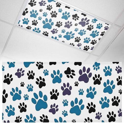 أغطية إضاءة فلورسنت مطبوعة بمخالب زرقاء، مرشحات إضاءة مغناطيسية مقاس 4 × 2 قدم لمكتب الفصل الدراسي، 3 قطع من أغطية ظلال الرسوم المتحركة الملونة للحيوانات السوداء والقطط والكلاب لأضواء السقف وديكور المنزل in Kuwait