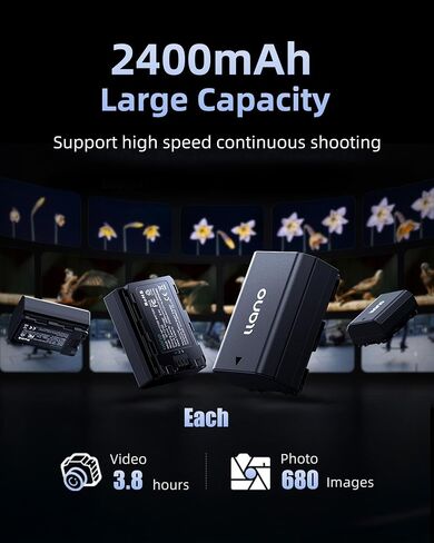 llano 4 عبوات بطاريات NP-FZ100 ومجموعة شحن سريع 65 وات لكاميرات Sony A7III A7IV FX3 FX30 A9 A1 A7C A7CII A7RV A7RIII A6700 A6600 ZV-E1 ZV-E10II FX2، 2400 مللي أمبير في الساعة، شاشة رقمية، غطاء تخزين مغناطيسي in Saudi Arabia