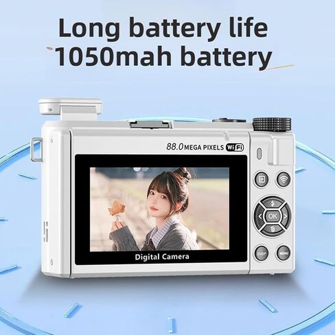 كاميرا رقمية PUSOKEI 8K للتصوير الفوتوغرافي، كاميرا تسجيل فيديو بدقة 88 ميجابكسل مع شاشة قلاب 3 بوصات 180 درجة، تكبير 18X، تركيز تلقائي، عدسة زاوية واسعة، كاميرات واي فاي بدون مرآة مع بطاقة 32 جيجابايت، بطاريتان (أسود) in Saudi Arabia