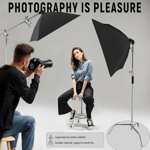 C Stand, 10.8ft/330cm Stainless Steel Heavy Duty Light Stand | Photography Light Stand with Sandbag, Folding Legs, 45 lbs Load Capacity for Studio Softbox, Reflector, Monolight in Saudi Arabia