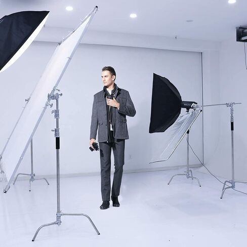 C Stand, 10.8ft/330cm Stainless Steel Heavy Duty Light Stand | Photography Light Stand with Sandbag, Folding Legs, 45 lbs Load Capacity for Studio Softbox, Reflector, Monolight in Saudi Arabia