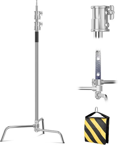 C Stand, 10.8ft/330cm Stainless Steel Heavy Duty Light Stand | Photography Light Stand with Sandbag, Folding Legs, 45 lbs Load Capacity for Studio Softbox, Reflector, Monolight in Saudi Arabia