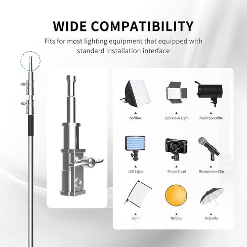 C Stand, 10.8ft/330cm Stainless Steel Heavy Duty Light Stand | Photography Light Stand with Sandbag, Folding Legs, 45 lbs Load Capacity for Studio Softbox, Reflector, Monolight in Saudi Arabia