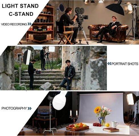 C Stand, 10.8ft/330cm Stainless Steel Heavy Duty Light Stand | Photography Light Stand with Sandbag, Folding Legs, 45 lbs Load Capacity for Studio Softbox, Reflector, Monolight in Saudi Arabia