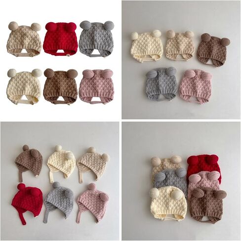 قبعة بغطاء للأذن للأطفال، قبعات بونيه دافئة ناعمة ومسامية للأطفال من عمر 0 ​​إلى 3 سنوات للجنسين in Kuwait