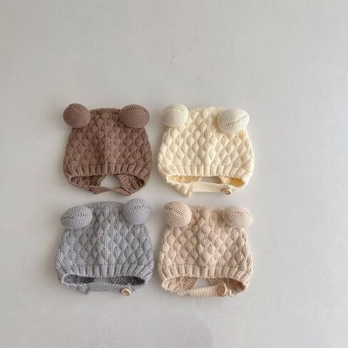 قبعة بغطاء للأذن للأطفال، قبعات بونيه دافئة ناعمة ومسامية للأطفال من عمر 0 ​​إلى 3 سنوات للجنسين in Kuwait