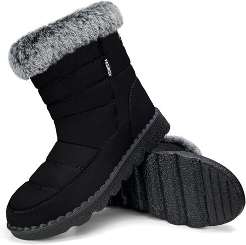 Winter Snow Boots for Women 2025: Warm Fur Lined Ankle Booties Waterproof Comfortable Walking Shoes Outdoor with Zipper in Kuwait