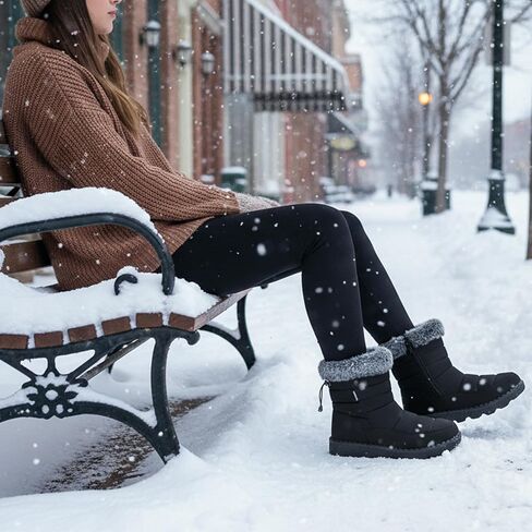 Winter Snow Boots for Women 2025: Warm Fur Lined Ankle Booties Waterproof Comfortable Walking Shoes Outdoor with Zipper in Kuwait