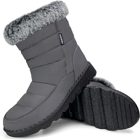 Winter Snow Boots for Women 2025: Warm Fur Lined Ankle Booties Waterproof Comfortable Walking Shoes Outdoor with Zipper in Kuwait