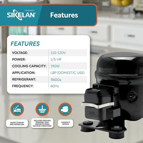Sikelan Refrigerator Compressor Kit 1/5HP - R600A in Saudi Arabia