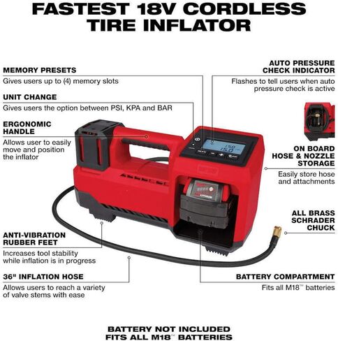 Air Compressors for Milwaukee 2848-20 M18 18V Cordless Li-Ion Inflator - Bare Tool in Saudi Arabia