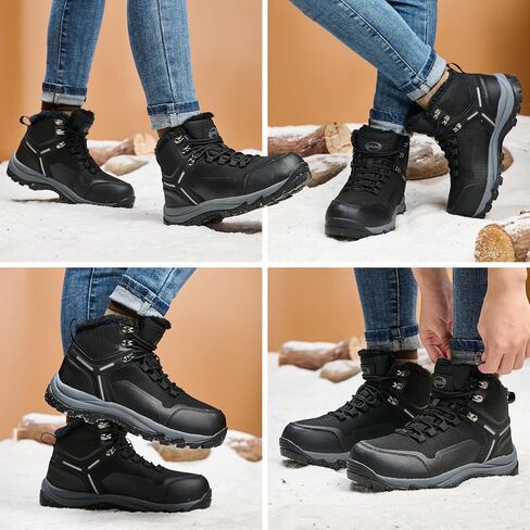 Snow Boots for Women Waterproof Ankle Booties Winter Hiking Boot Durable Warm Fur Lined Boot Non-Slip Warm Climbing Shoes Walking, Cold Weather in Saudi Arabia