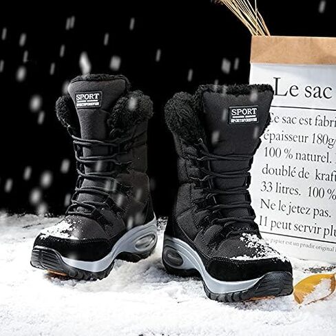 أحذية الثلوج النسائية من Eliogn أحذية شتوية دافئة من القطيفة ومضادة للانزلاق ومقاومة للماء للاستخدام في الهواء الطلق in Kuwait