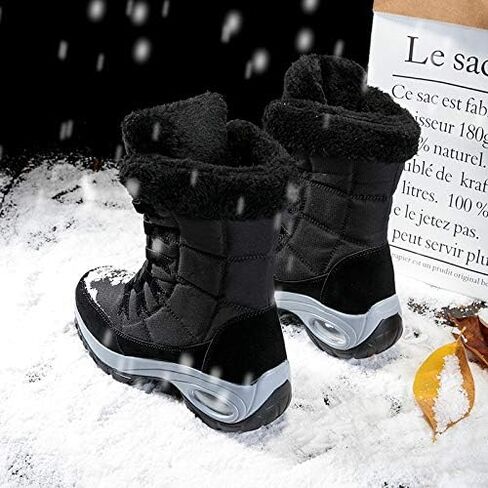 أحذية الثلوج النسائية من Eliogn أحذية شتوية دافئة من القطيفة ومضادة للانزلاق ومقاومة للماء للاستخدام في الهواء الطلق in Kuwait