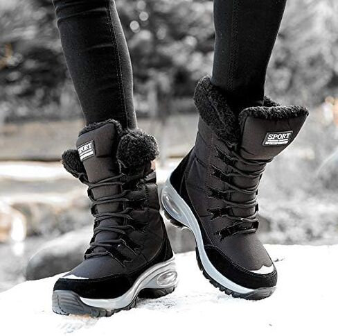 أحذية الثلوج النسائية من Eliogn أحذية شتوية دافئة من القطيفة ومضادة للانزلاق ومقاومة للماء للاستخدام في الهواء الطلق in Kuwait