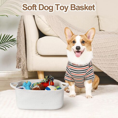 Cute White Woven Basket, Empty Gift Basket for Christmas, Thanksgiving, Easter, Birthday, Cotton Rope Storage Bin with Handle for Gifts, Toy, Blanket, Cat Dog Toy Box, Baby Nursery Organizer in Saudi Arabia