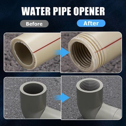 PVC Pipe Threader Cutting Tool - 2PCS Integrated Internal & External Pipe Threading Tool Electric Drill Compatible PVC Pipe Threader Kit, Pipe Sizes Rethreading Tool (1/2"+3/4") in Saudi Arabia