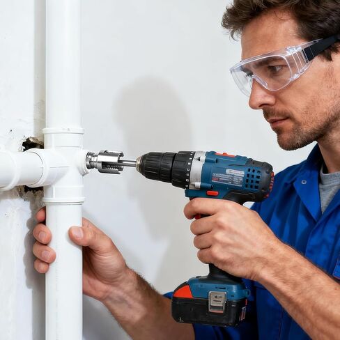PVC Pipe Threader Cutting Tool - 2PCS Integrated Internal & External Pipe Threading Tool Electric Drill Compatible PVC Pipe Threader Kit, Pipe Sizes Rethreading Tool (1/2"+3/4") in Saudi Arabia