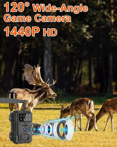 كاميرا Vatony 4G الخلوية - مع زاوية عريضة 2K 48 ميجابكسل 120 درجة، رؤية ليلية تصل إلى 100 قدم، كاميرا صيد تعمل بالطاقة الشمسية مع تخزين SD، مقاومة للماء IP68، كاميرا للحياة البرية تعمل بالحركة in Kuwait